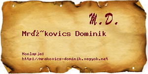 Mrákovics Dominik névjegykártya